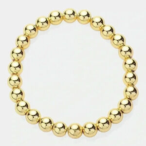 18K Gold & Stainless Steel Gold Beaded Ball Stretch Bracelet